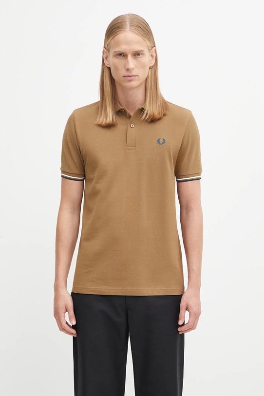 Хлопковое поло Fred Perry гладкий зелёный M3600