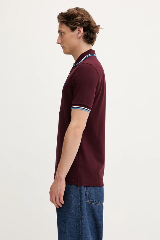 Bavlněné polo tričko Fred Perry M3600 burgundské AW25