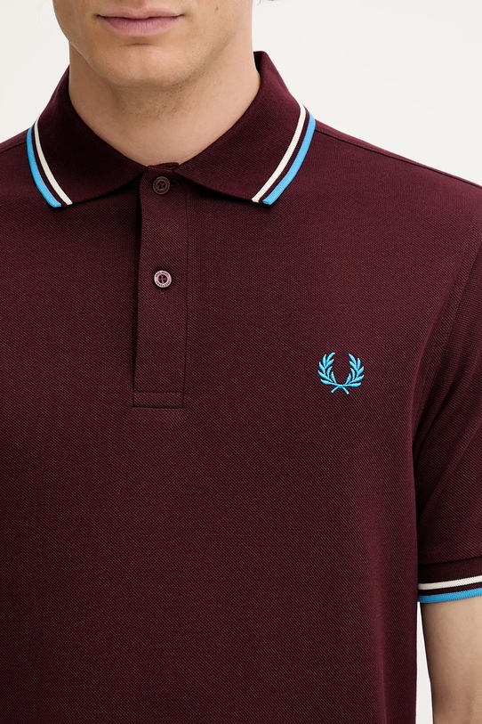 Bavlněné polo tričko Fred Perry burgundské M3600