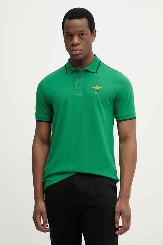 Aeronautica Militare polo bawełniane zielony PO1308UP00082