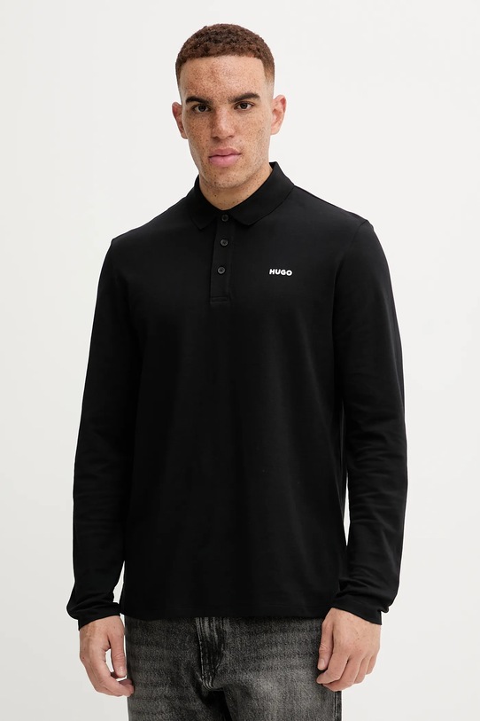 HUGO longsleeve bawełniany nadruk czarny 50547358