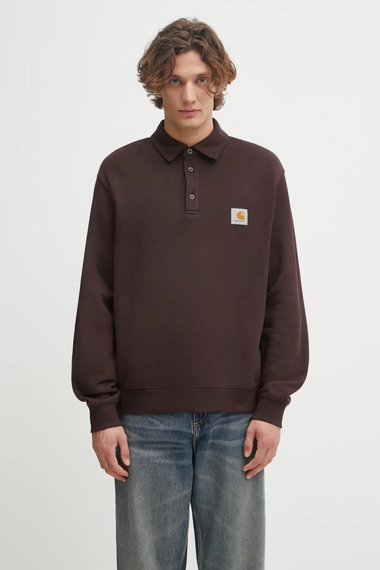 Carhartt WIP bluza bawełniana Polo Sweat bawełna fioletowy I035532.33HXX