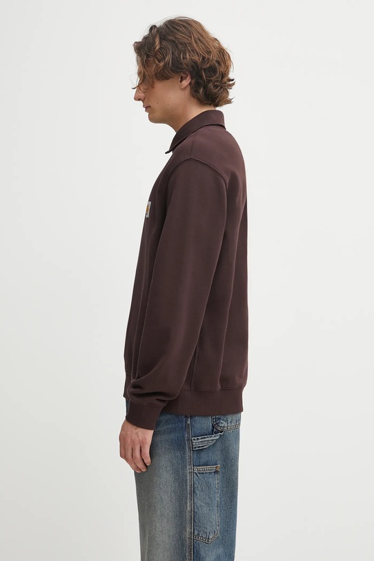 Bavlnená mikina Carhartt WIP Polo Sweat I035532.33HXX fialová AW25