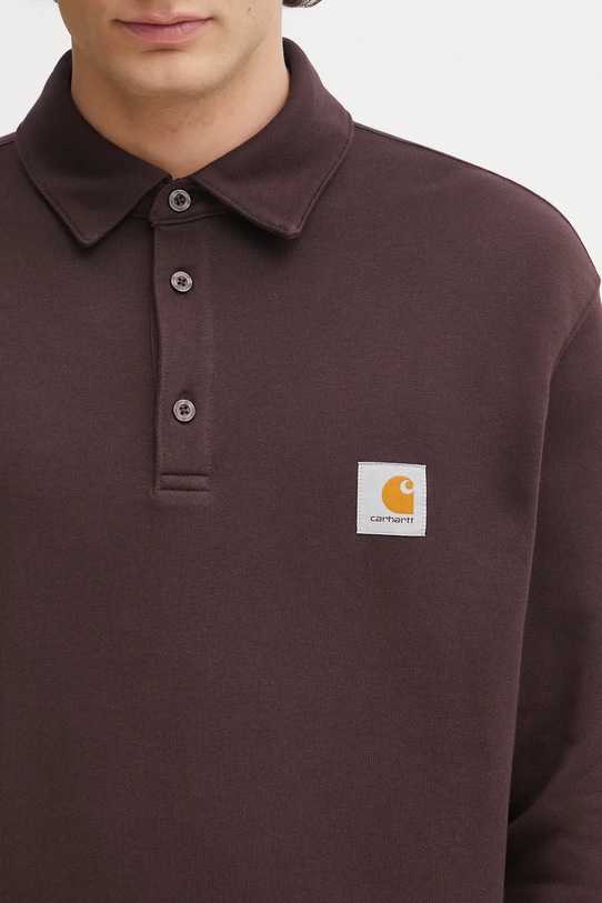Bavlnená mikina Carhartt WIP Polo Sweat fialová I035532.33HXX