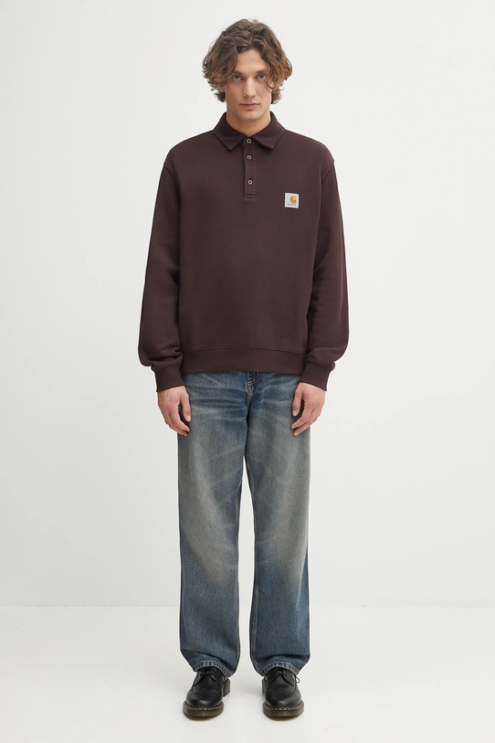 Bavlnená mikina Carhartt WIP Polo Sweat I035532.33HXX fialová