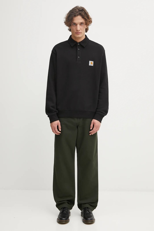 Βαμβακερή μπλούζα Carhartt WIP Polo Sweat I035532.89XX μαύρο