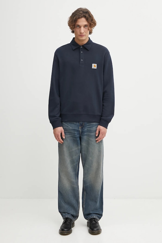 Carhartt WIP felpa in cotone Polo Sweat I035532.J0XX blu navy