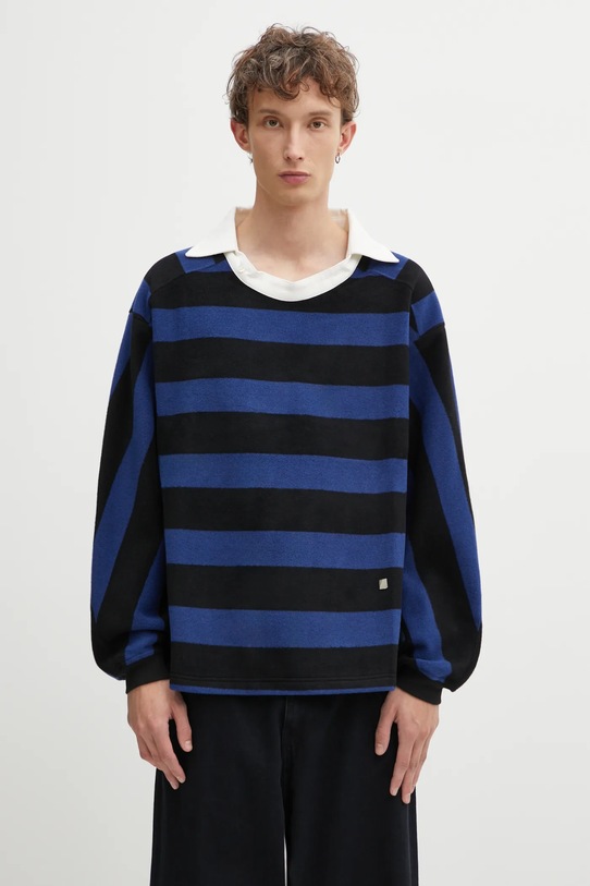 Ader Error longsleeve z dodatkiem wełny POLO pozostałe niebieski BO01FWPL0101BL