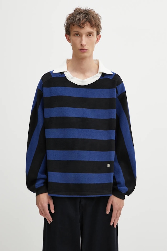 Ader Error camicetta a maniche lunghe con lana POLO rilassato blu BO01FWPL0101BL