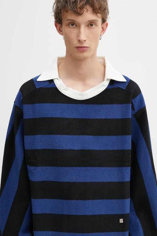 Ader Error longsleeve z dodatkiem wełny POLO niebieski BO01FWPL0101BL