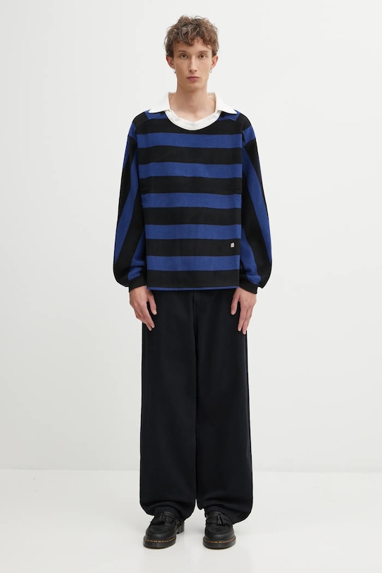 Ader Error camicetta a maniche lunghe con lana POLO BO01FWPL0101BL blu