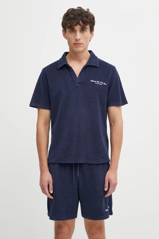 Sporty & Rich polo bawełniane Eden Script Terry bawełna granatowy TO03260673BL106