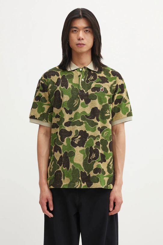 A Bathing Ape polo Camo Pile Jacquard wzorzyste zielony 001POL301002M