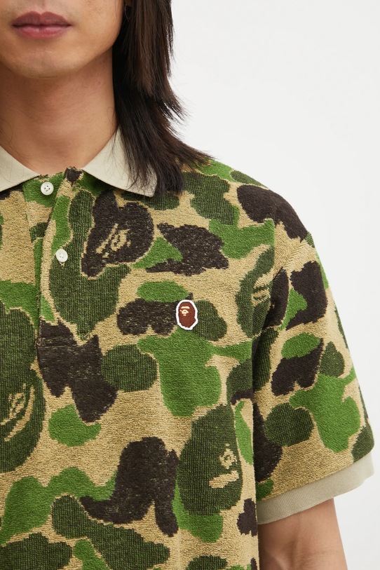 A Bathing Ape polo Camo Pile Jacquard zielony 001POL301002M