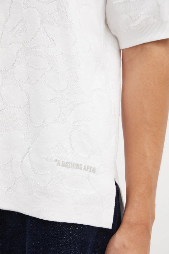 A Bathing Ape polo bawełniane Solid Camo Jacquard biały 1L30112302