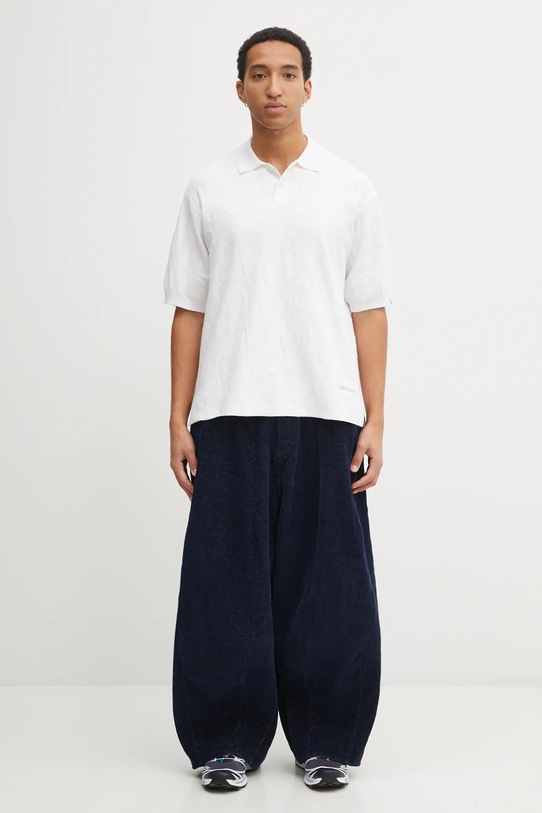 A Bathing Ape polo bawełniane Solid Camo Jacquard 1L30112302 biały