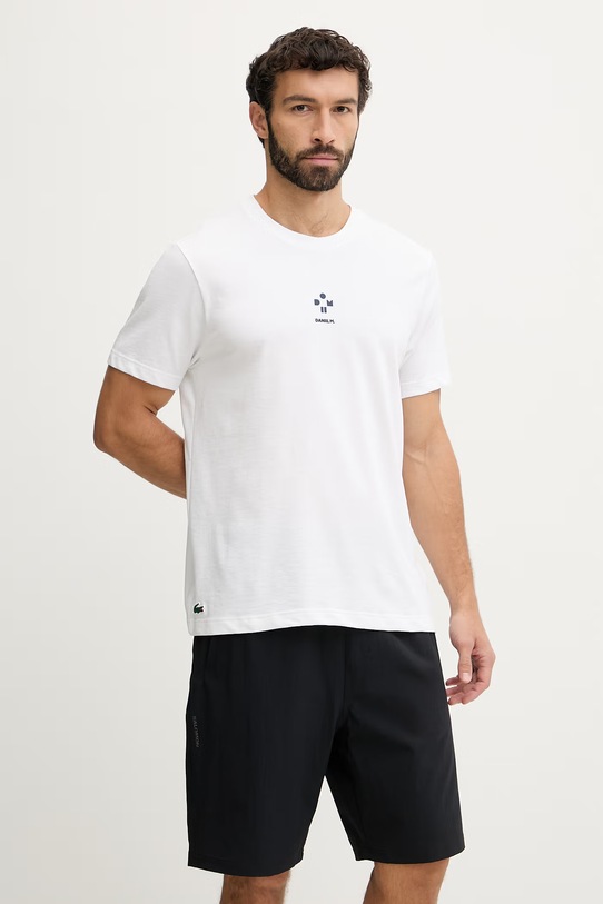 Lacoste t-shirt x Daniil Medvedev regular beżowy TH9447