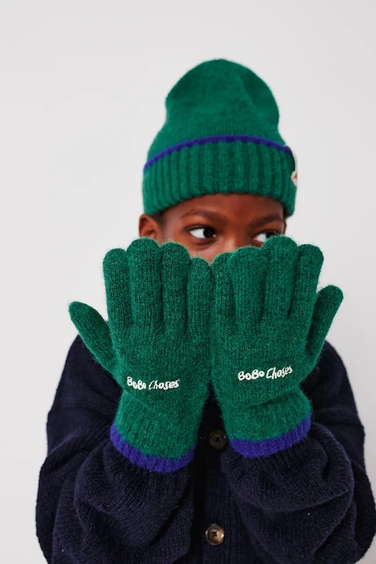 Bobo Choses rękawiczki z domieszką wełny dziecięce z domieszką wełny zielony 225AI038