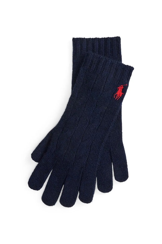 Vlněné rukavice Polo Ralph Lauren hladký námořnická modř 455981440