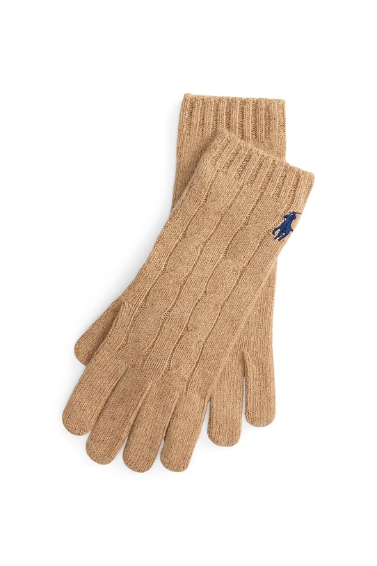 Μάλλινα γάντια Polo Ralph Lauren μαλλί μπεζ 455981440