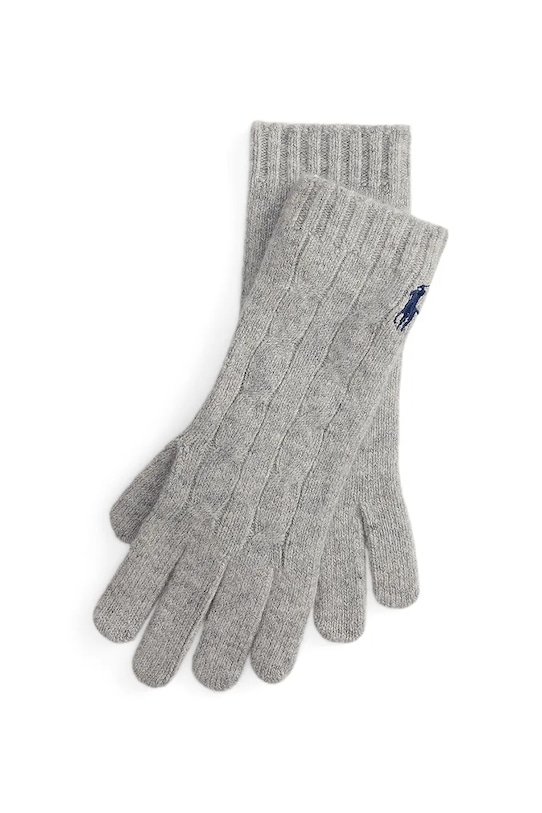 Vlněné rukavice Polo Ralph Lauren hladký šedá 455981440
