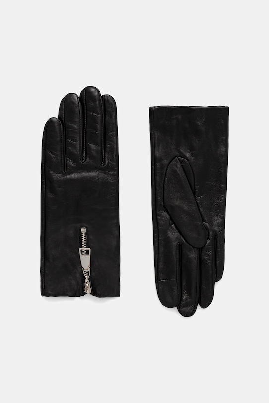 Karl Lagerfeld rękawiczki K/ESSENTIAL skóra licowa czarny A3W33033