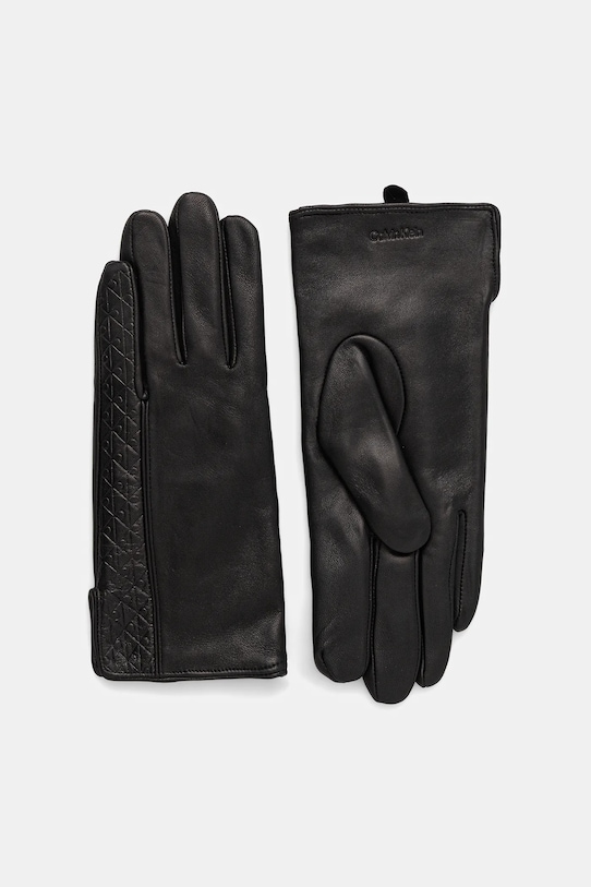 Кожаные перчатки Calvin Klein кожа чёрный LV04F9008G