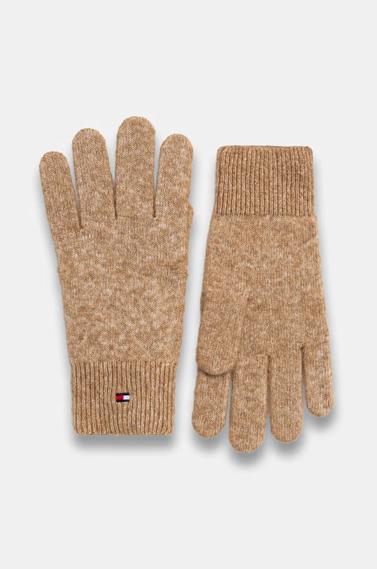 Rukavice s prímesou vlny Tommy Hilfiger Planet friendly béžová AW0AW17797