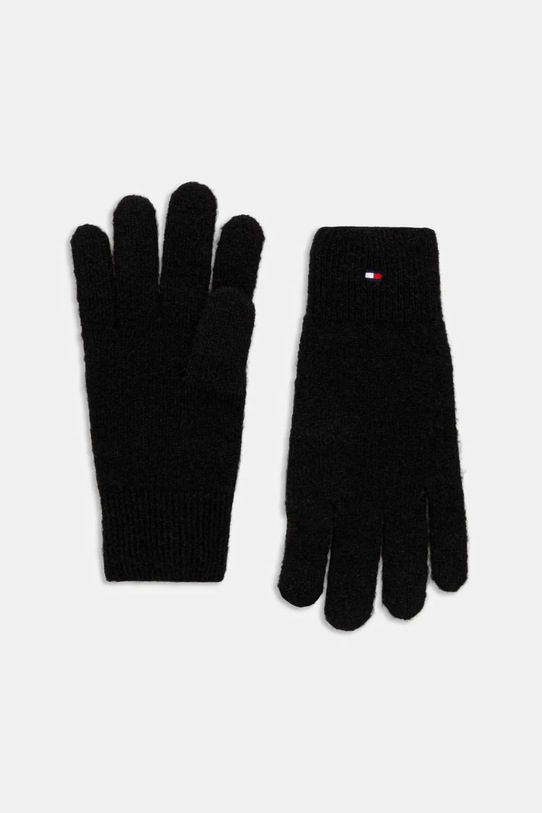 Rokavice iz volne Tommy Hilfiger Prijazno od planeta črna AW0AW17797