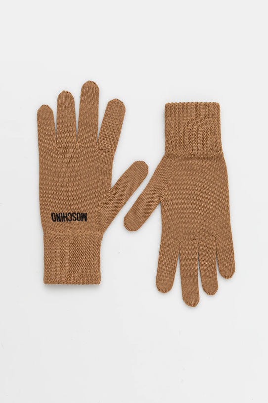 Перчатки с добавлением шерсти Moschino с примесью шерсти коричневый M3326.65444