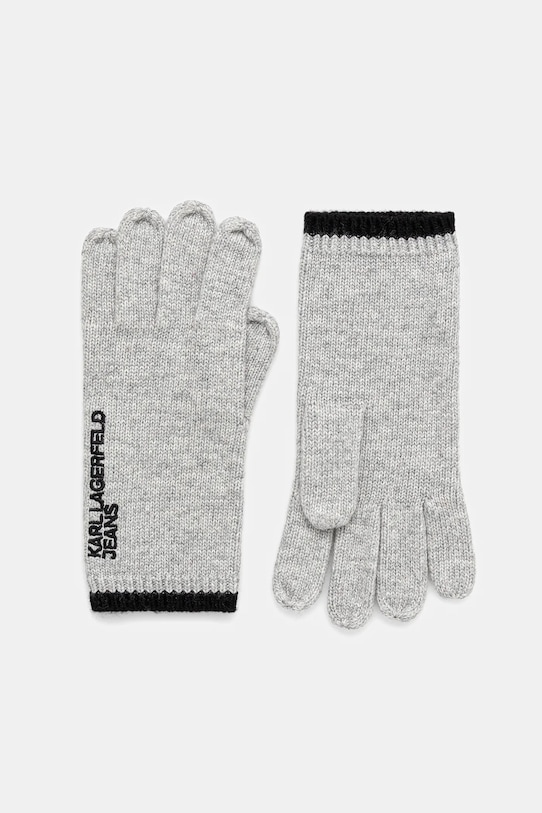Karl Lagerfeld Jeans rękawiczki z domieszką wełny z domieszką wełny szary A4W33090