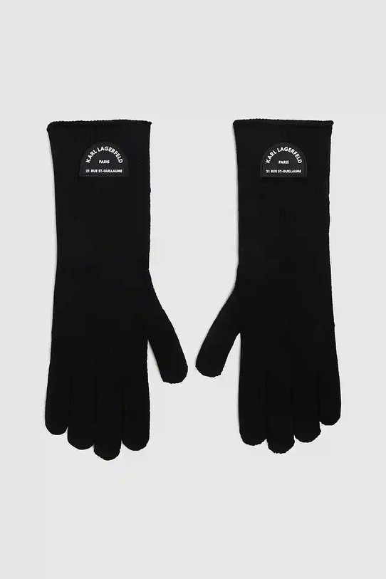 Karl Lagerfeld rękawiczki K/RSG z dodatkiem wełny czarny A4W33014