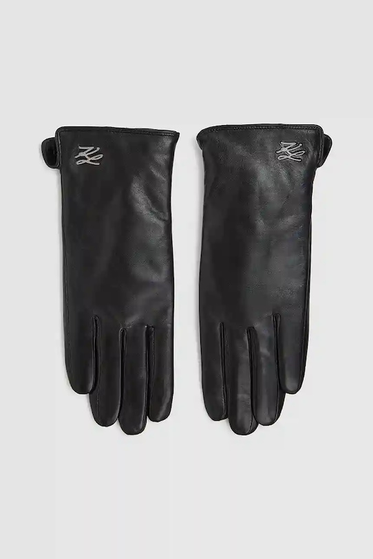 Karl Lagerfeld rękawiczki skórzane K/AUTOGRAPH skóra licowa czarny A4W33017