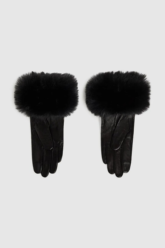 Karl Lagerfeld rękawiczki skórzane K/SIGNATURE A4W33016 czarny AW25