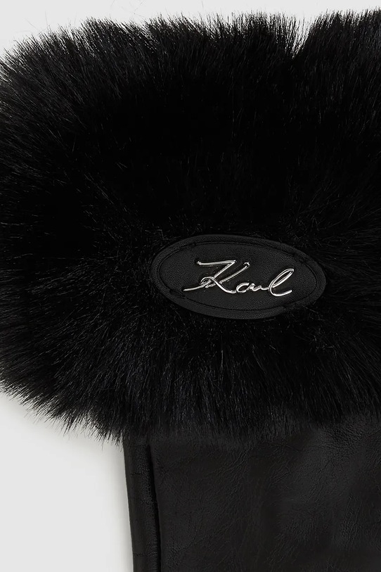 Akcesoria Karl Lagerfeld rękawiczki skórzane K/SIGNATURE A4W33016 czarny