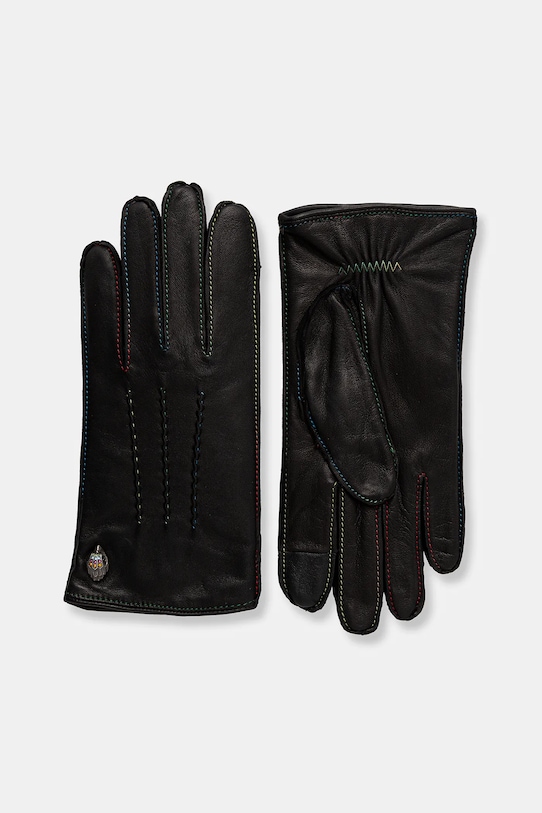 Kurt Geiger London rękawiczki skórzane skóra licowa czarny 5071500109
