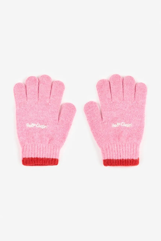 Bobo Choses mănuși cu un amestec de lână pentru copii 225AI036 roz AW25