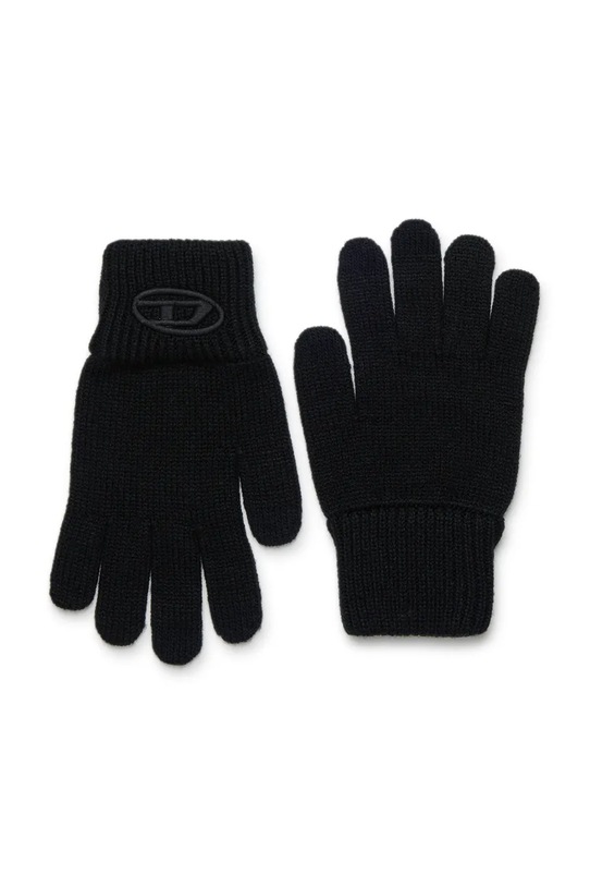 Diesel rękawiczki z dodatkiem wełny dziecięce NUTTI GLOVE aplikacja czarny J02394