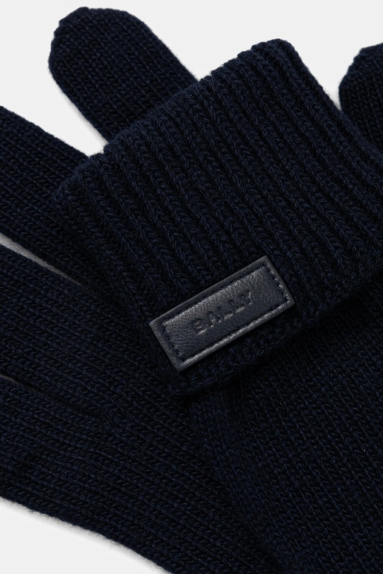 Bally rękawiczki wełniane MGL00P granatowy AW25