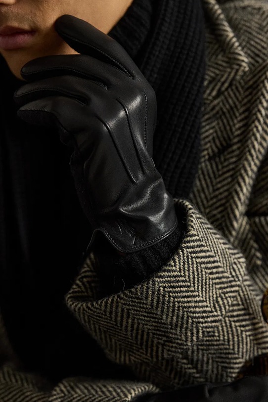 Polo Ralph Lauren mănuși de piele negru 449840359