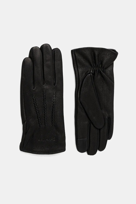 Calvin Klein rękawiczki skórzane skóra licowa czarny LV04D8034G