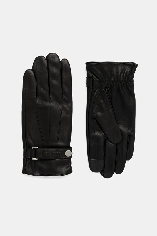 Calvin Klein rękawiczki skórzane skóra licowa czarny LV04D8035G