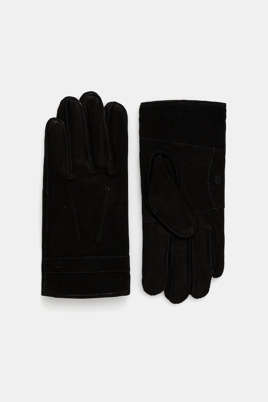 Шкіряні рукавички Tommy Hilfiger замша чорний AM0AM13600