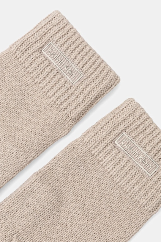 Calvin Klein rękawiczki wełniane LV14D8031G beżowy AW25