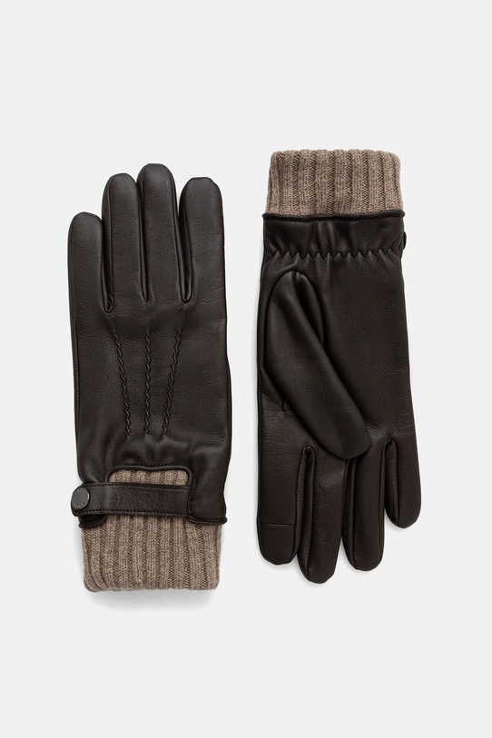 BOSS rękawiczki skórzane skóra licowa brązowy 50548796