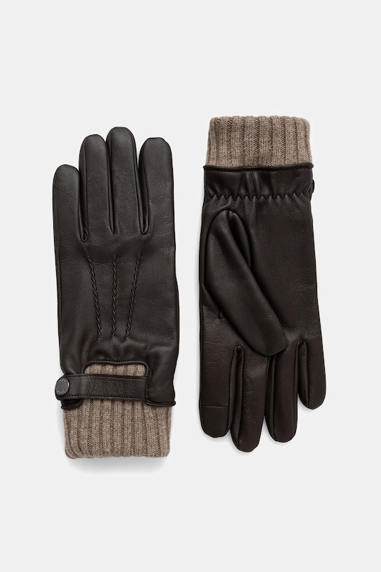 BOSS rękawiczki skórzane skóra licowa brązowy 50548796