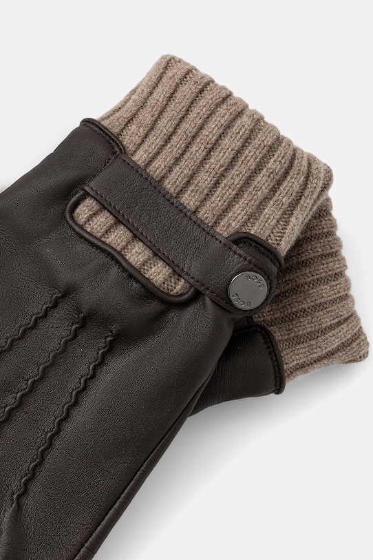 BOSS rękawiczki skórzane 50548796 brązowy AW25