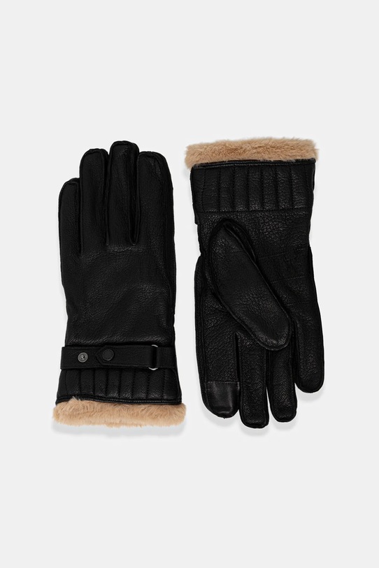 Barbour rękawiczki skórzane skóra licowa czarny MGL0013