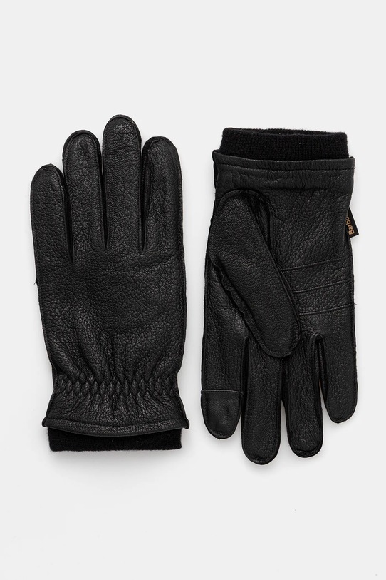Barbour rękawiczki skórzane skóra licowa czarny MGL0145