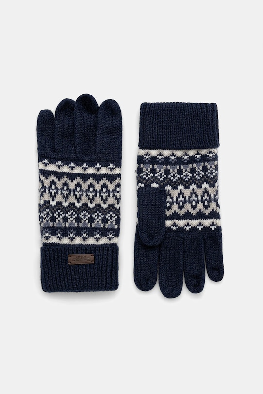 Barbour rękawiczki z domieszką wełny drobny wzór granatowy MGL0148